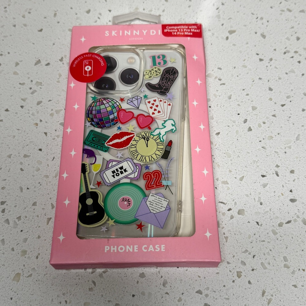 Skinnydip London iPhone 13 14 Pro Max Case Collage Sticker Print Clear NIB